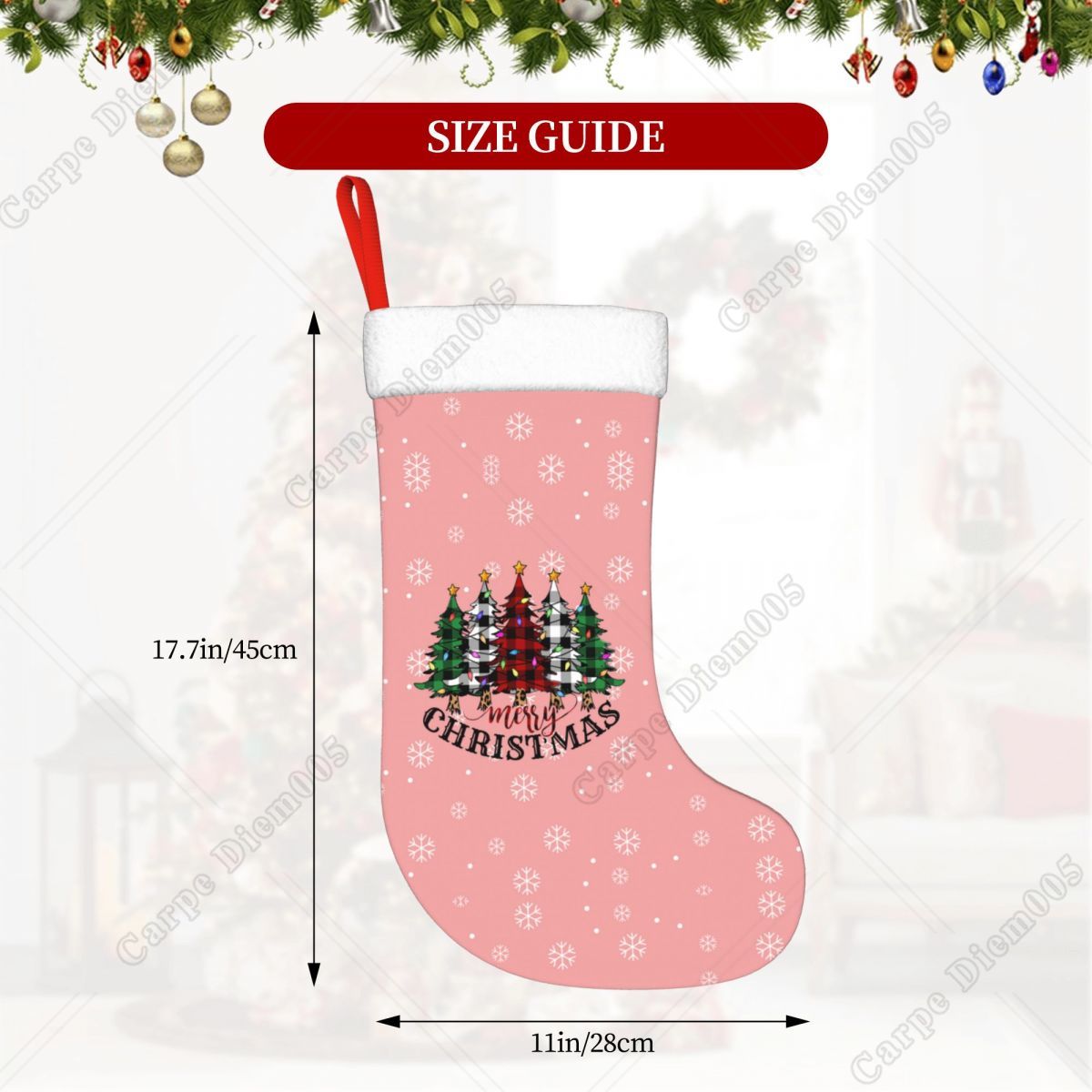 Pink Snowflakes Christmas Tree - مراجعة Christmas Stocking Hanging وسعره