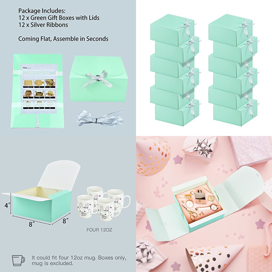 12 Sets Turquoise Green Gift B - مراجعة Gift Box Wrap Set وسعره