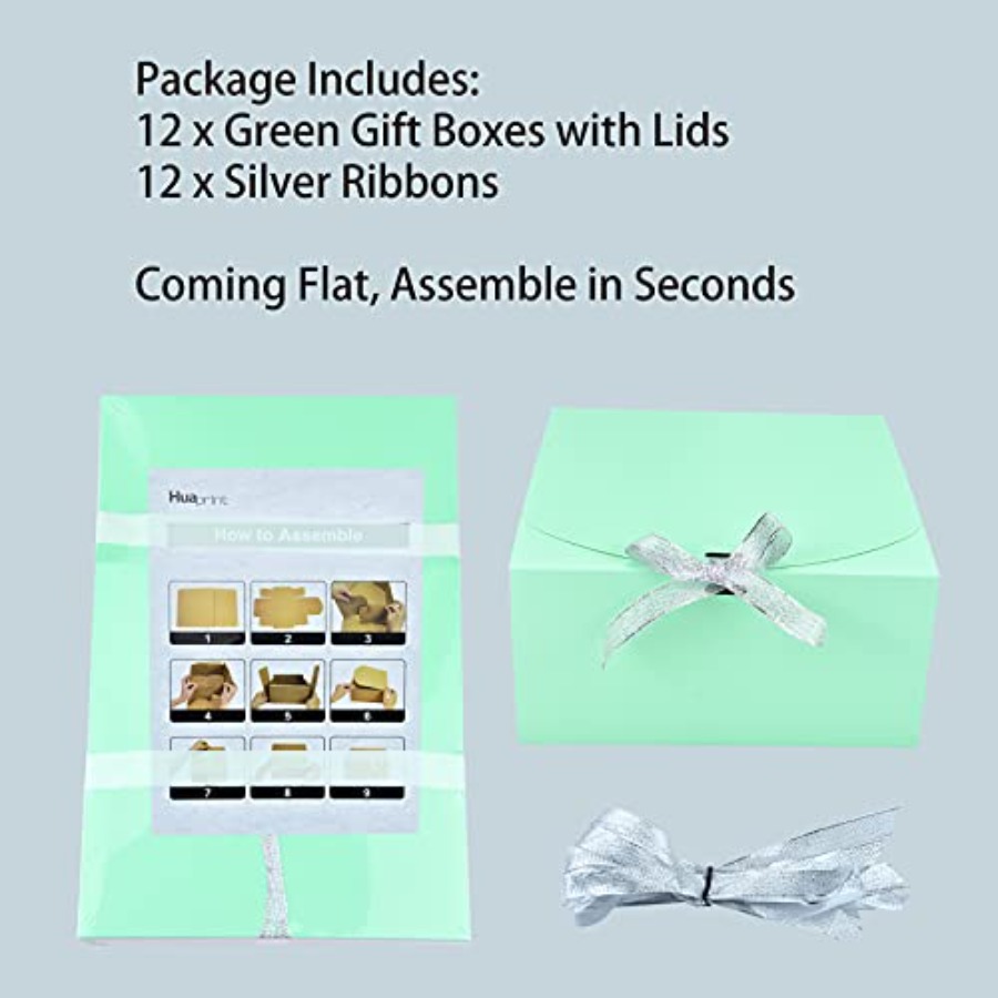 12 Sets Turquoise Green Gift B - مراجعة Gift Box Wrap Set وسعره
