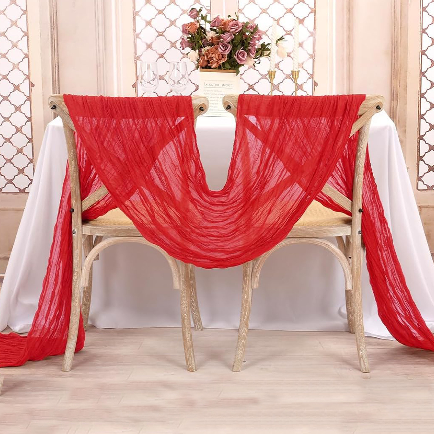 Red Table Runner Gauze Wedding - مراجعة Christmas Table Runner وسعره