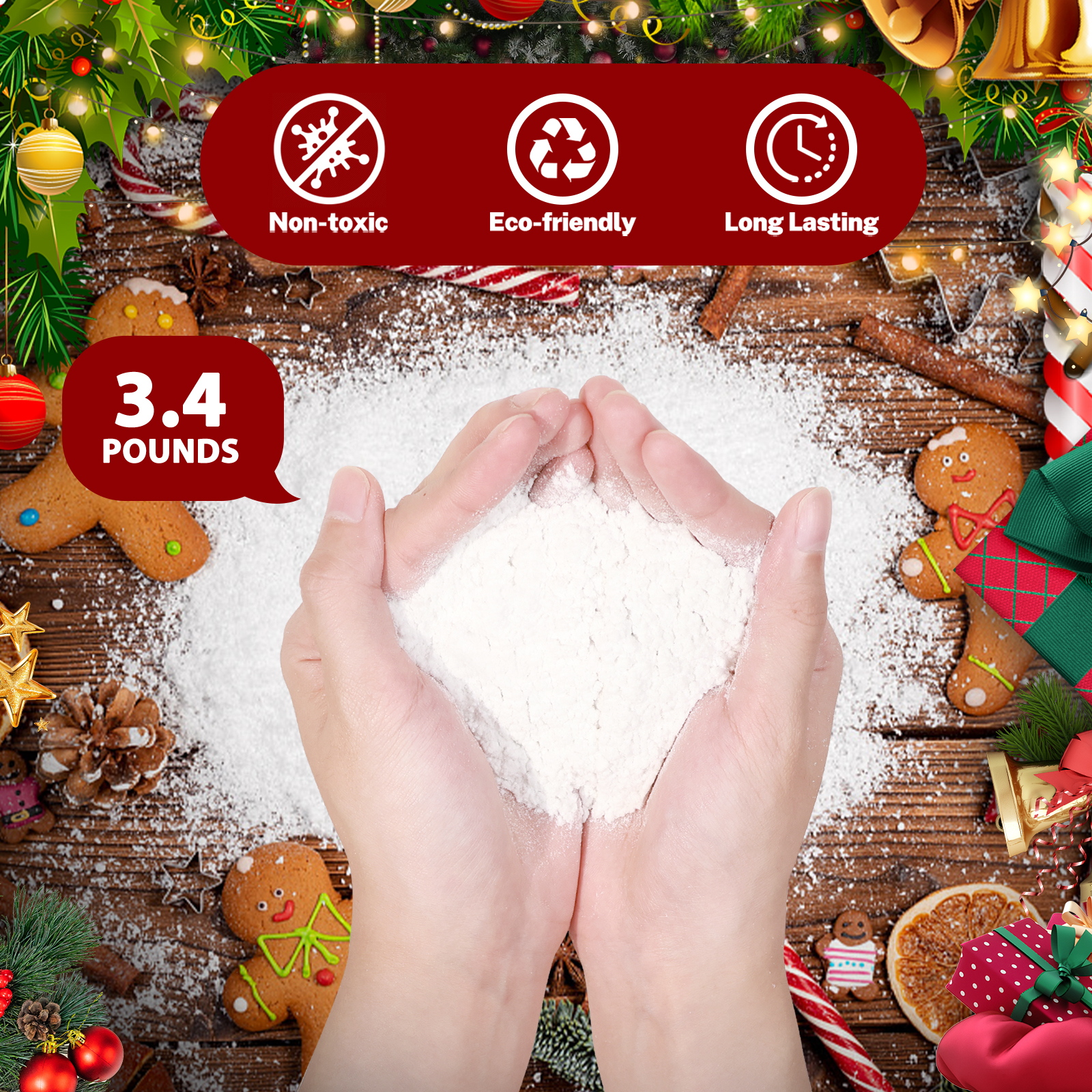 3.4 Lbs Artificial Snow Flocki - مراجعة Christmas Wreath Fake وسعره