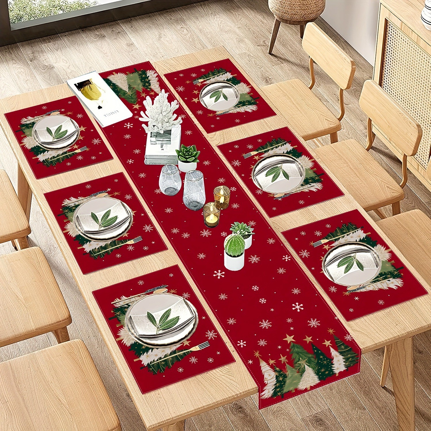 7-Piece Christmas Placemat and - مراجعة Christmas Table Runner وسعره