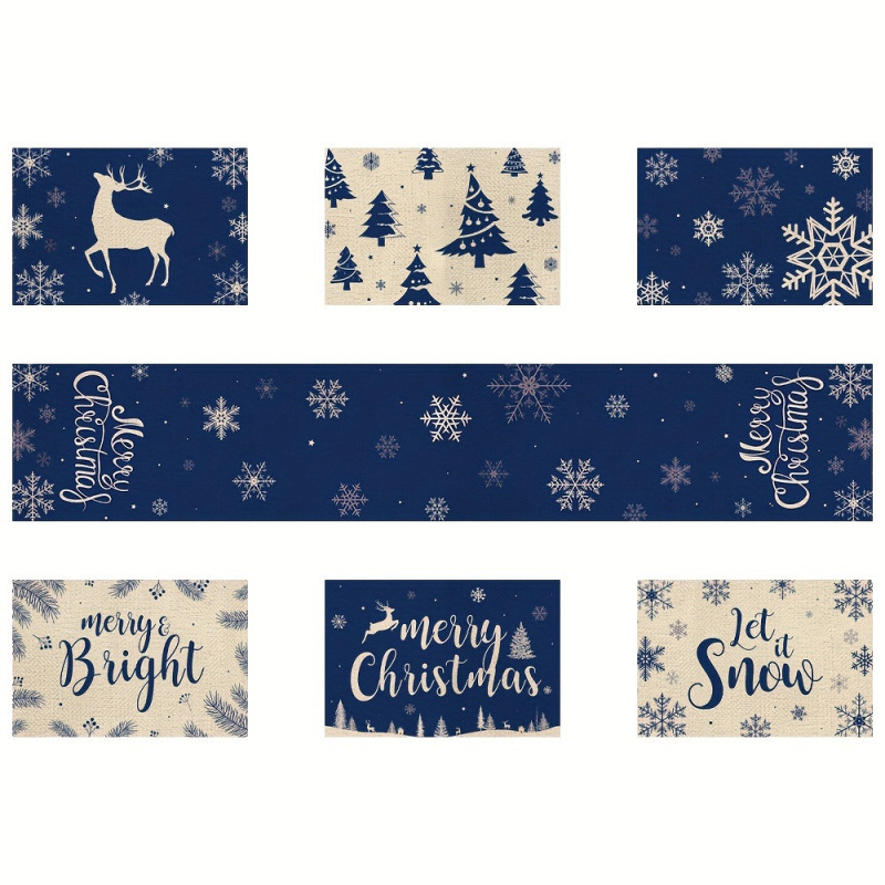 7-Piece Christmas Placemat and - مراجعة Christmas Table Runner وسعره
