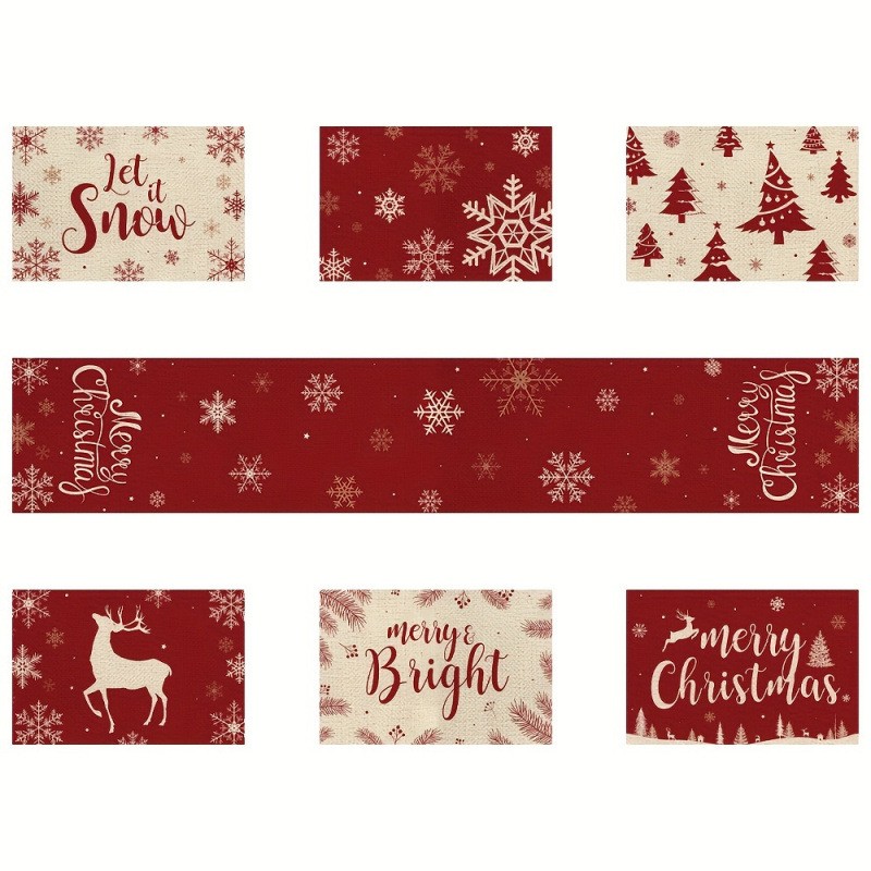 7-Piece Christmas Placemat and - مراجعة Christmas Table Runner وسعره