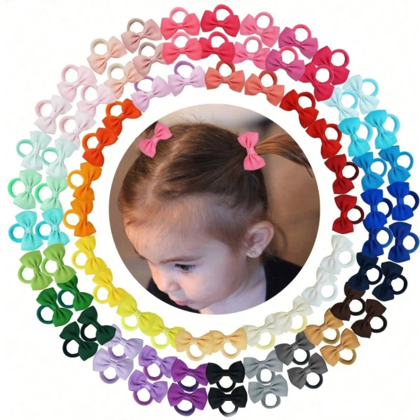 40/60/80 Baby Girls Hair Ties  - مراجعة Ribbon Bow Gift وسعره