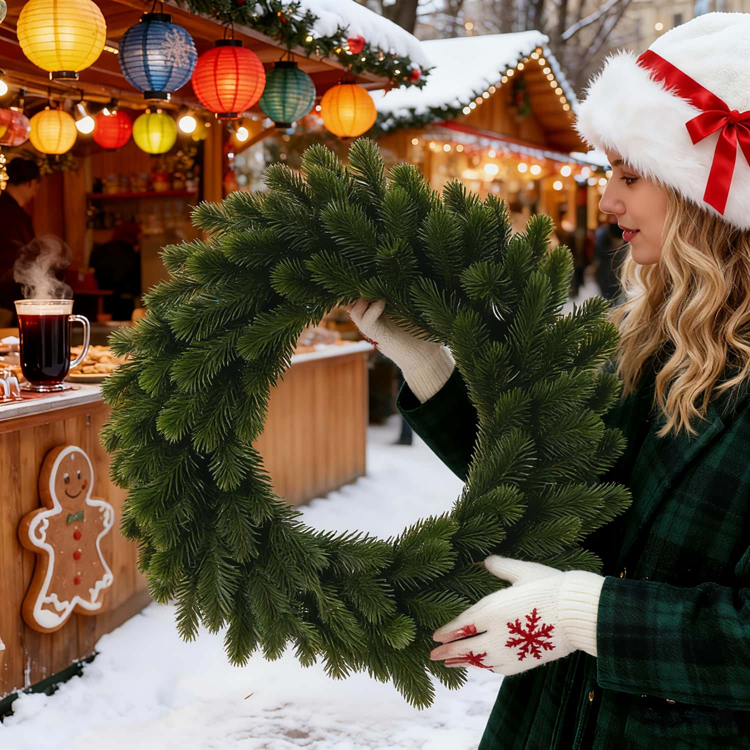 1pc Artificial Christmas Wreat - مراجعة Christmas Wreath Fake وسعره