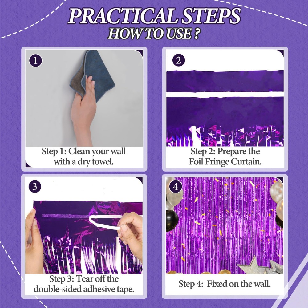 Foil Fringe Backdrop Purple Sh - مراجعة Tinsel Garland Decoration وسعره