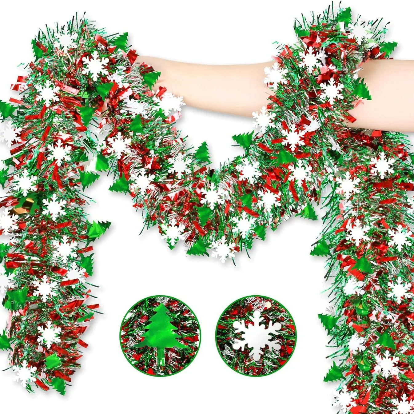 2M Christmas Snowflake Tinsel  - مراجعة Tinsel Garland Decoration وسعره
