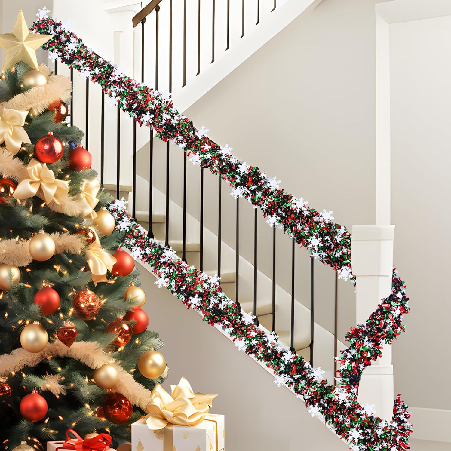 2M Christmas Snowflake Tinsel  - مراجعة Tinsel Garland Decoration وسعره