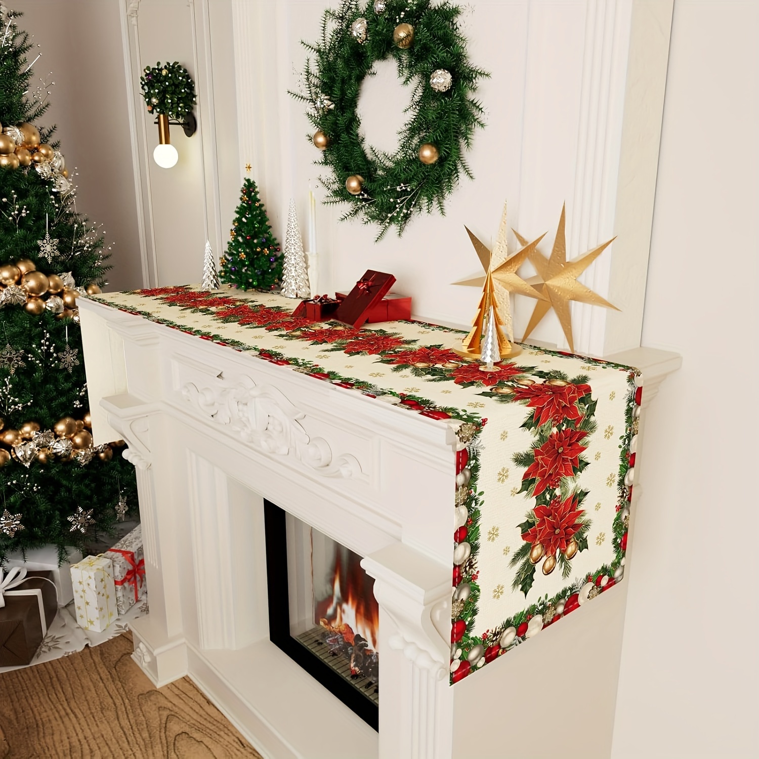 1pc Multi-Size Winter Floral T - مراجعة Christmas Table Runner وسعره