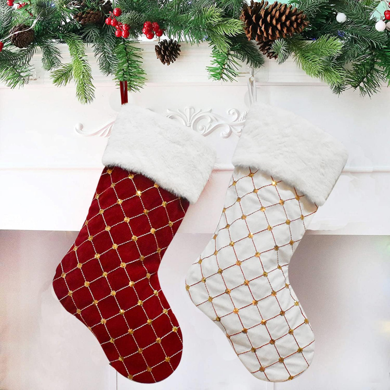 Christmas Stocking Soft Faux F - مراجعة Christmas Stocking Hanging وسعره
