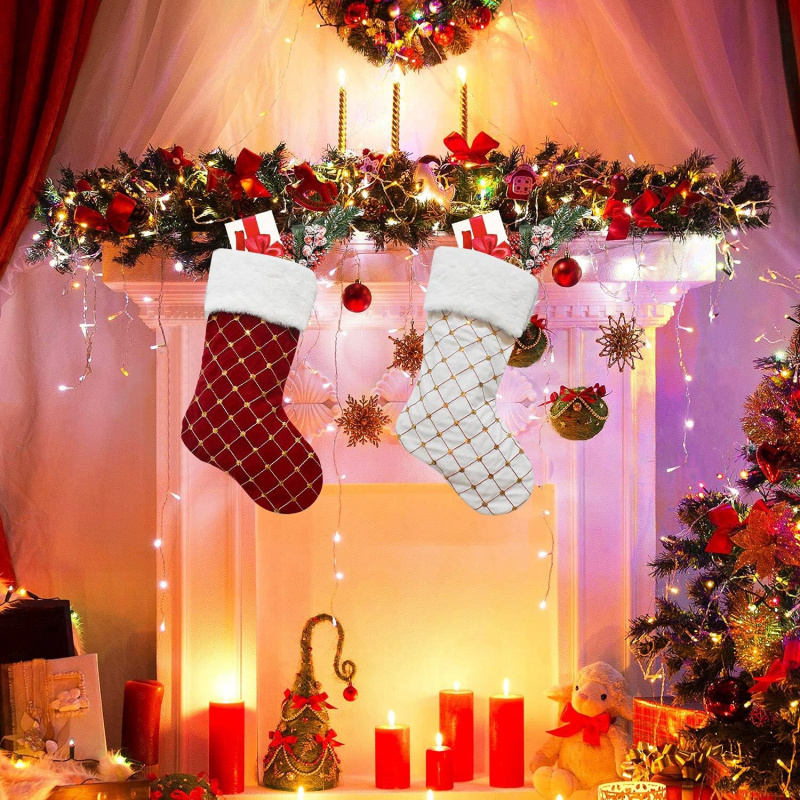 Christmas Stocking Soft Faux F - مراجعة Christmas Stocking Hanging وسعره