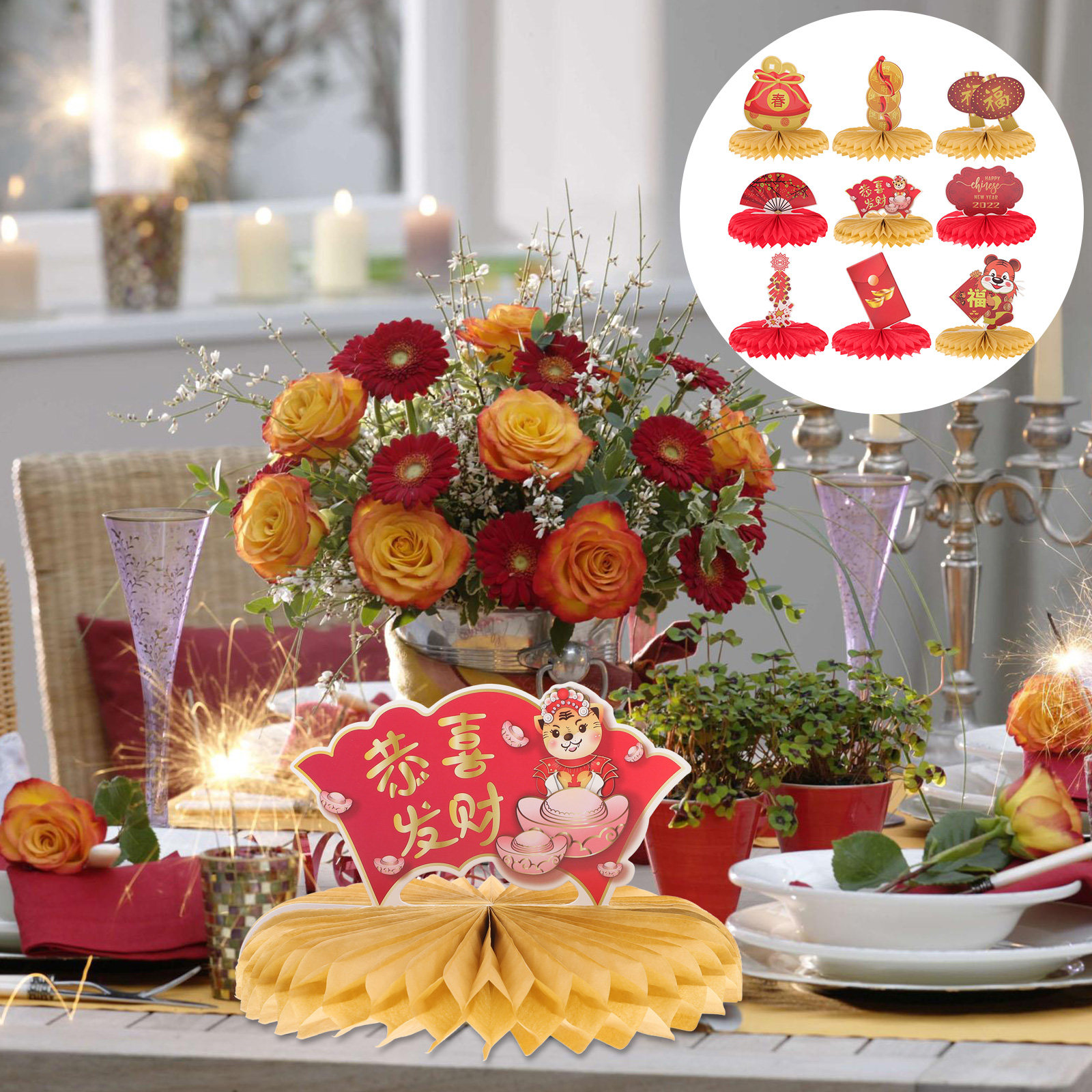 9Pcs Party Honeycomb Ornament  - مراجعة Ornament Ball Set وسعره