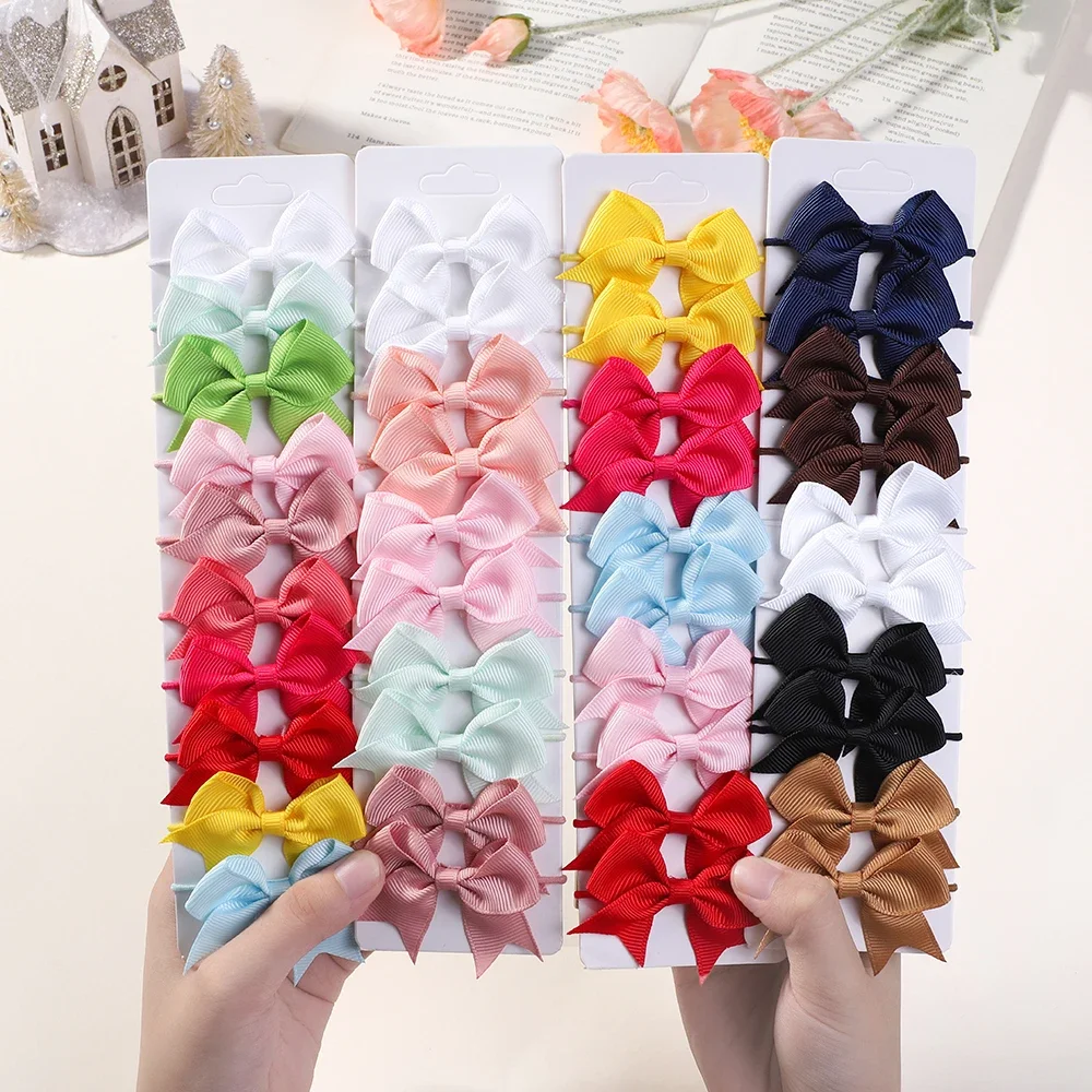 10Pcs Bows Elastic Hair rubber - مراجعة Ribbon Bow Gift وسعره