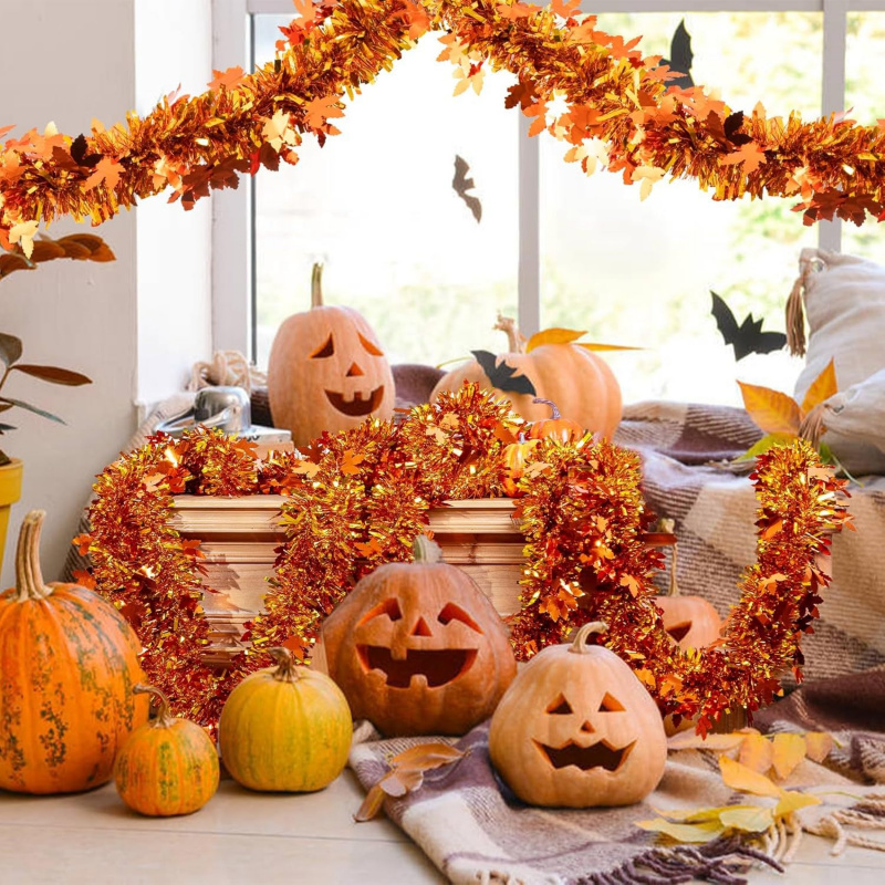 2pcs Thanksgiving Fall Maple L - مراجعة Tinsel Garland Decoration وسعره