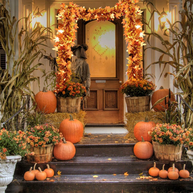 2pcs Thanksgiving Fall Maple L - مراجعة Tinsel Garland Decoration وسعره