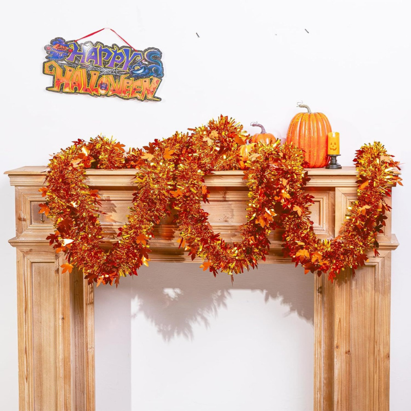 2pcs Thanksgiving Fall Maple L - مراجعة Tinsel Garland Decoration وسعره