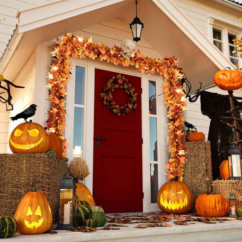2pcs Thanksgiving Fall Maple L - مراجعة Tinsel Garland Decoration وسعره