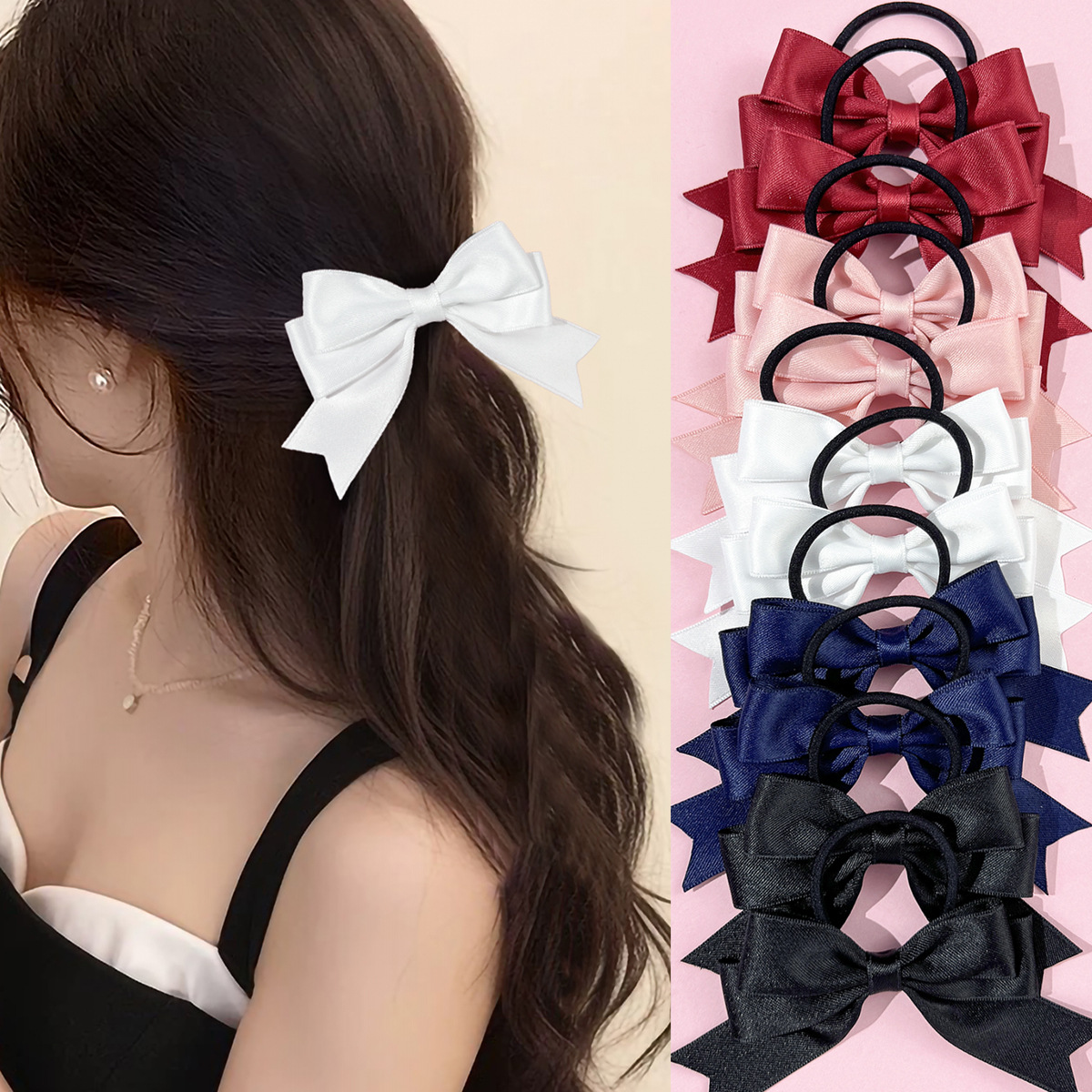 2 Pieces of Bow Hair Ties, Swe - مراجعة Ribbon Bow Gift وسعره