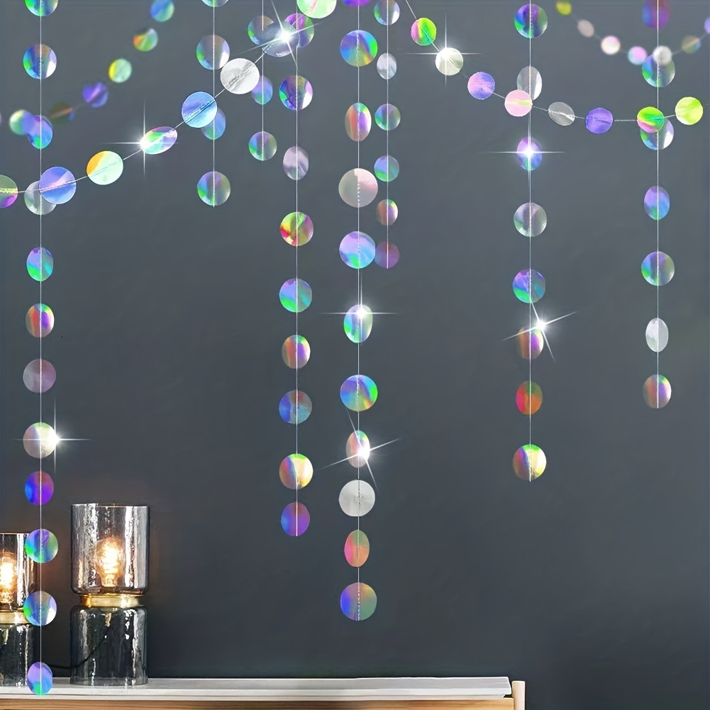 1pc Shimmering Iridescent Circ - مراجعة Tinsel Garland Decoration وسعره