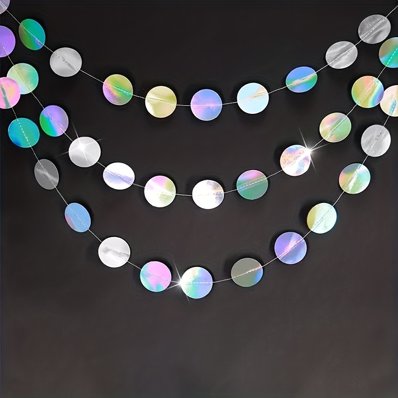 1pc Shimmering Iridescent Circ - مراجعة Tinsel Garland Decoration وسعره