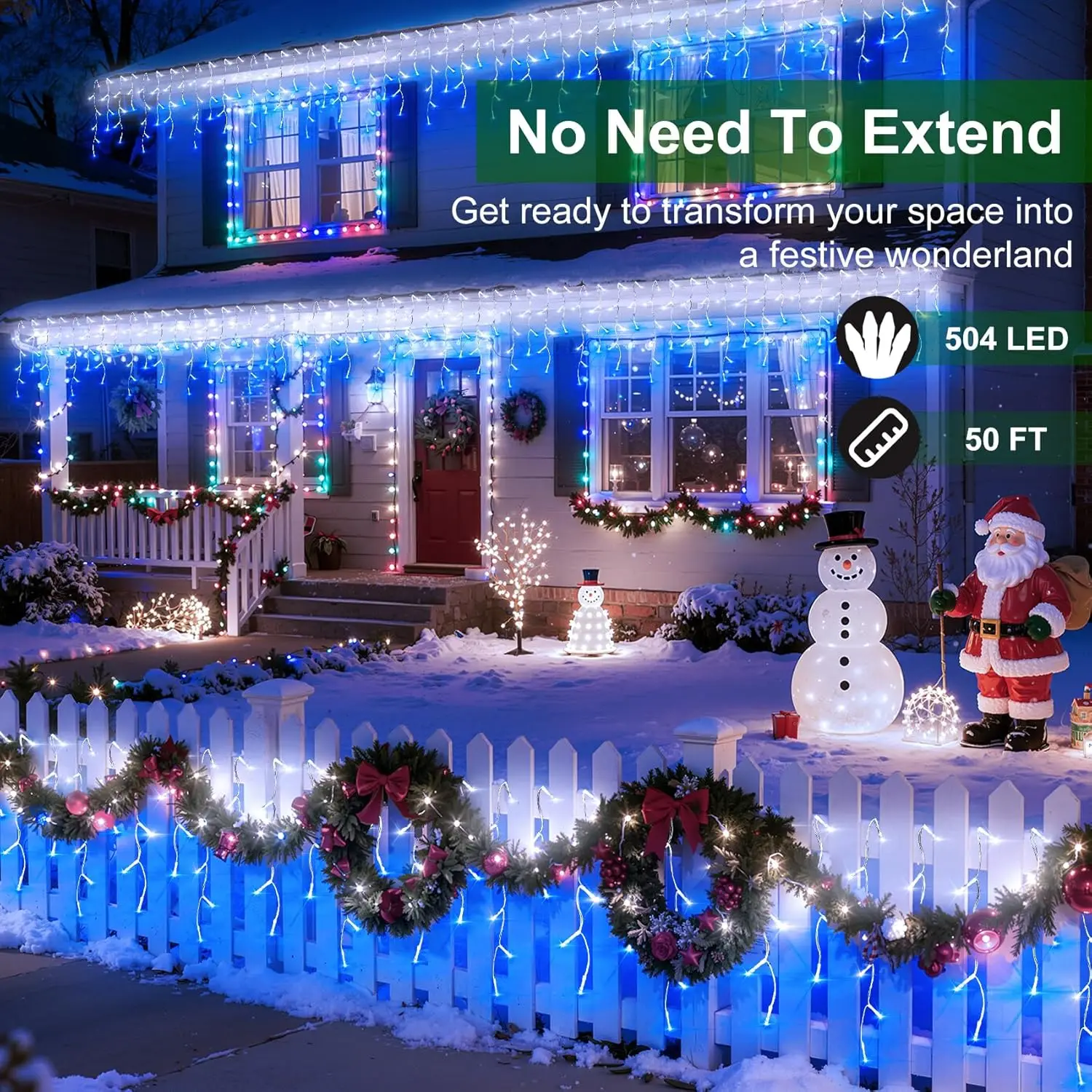 50ft 504 LED Icicle Lights, 12 - مراجعة Led Fairy String Lights وسعره