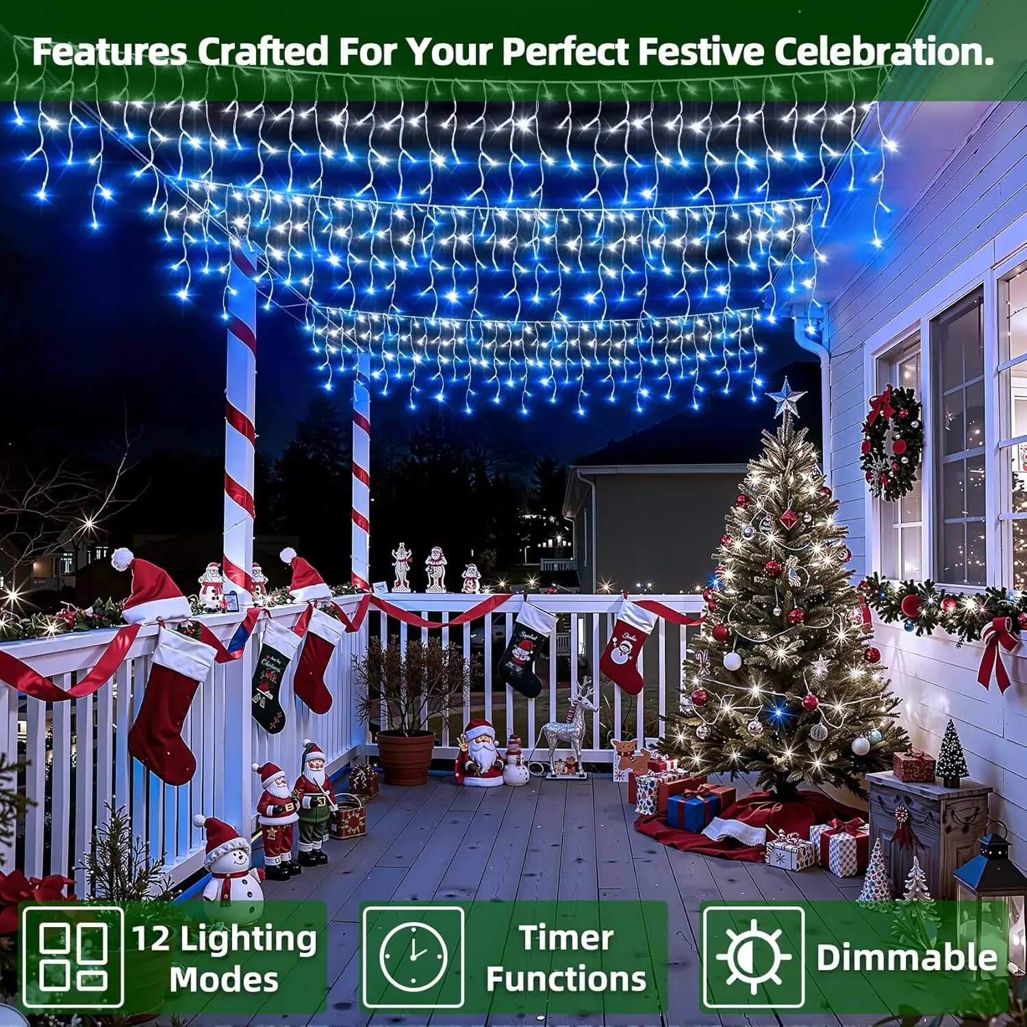 50ft 504 LED Icicle Lights, 12 - مراجعة Led Fairy String Lights وسعره