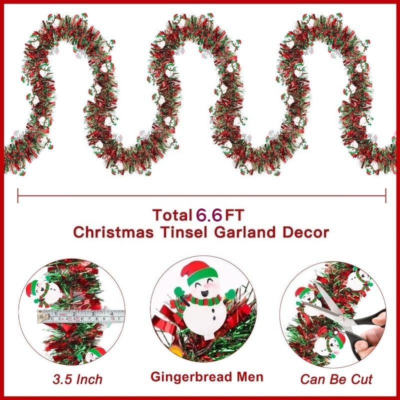 2M Red Green Christmas Tinsel  - مراجعة Tinsel Garland Decoration وسعره