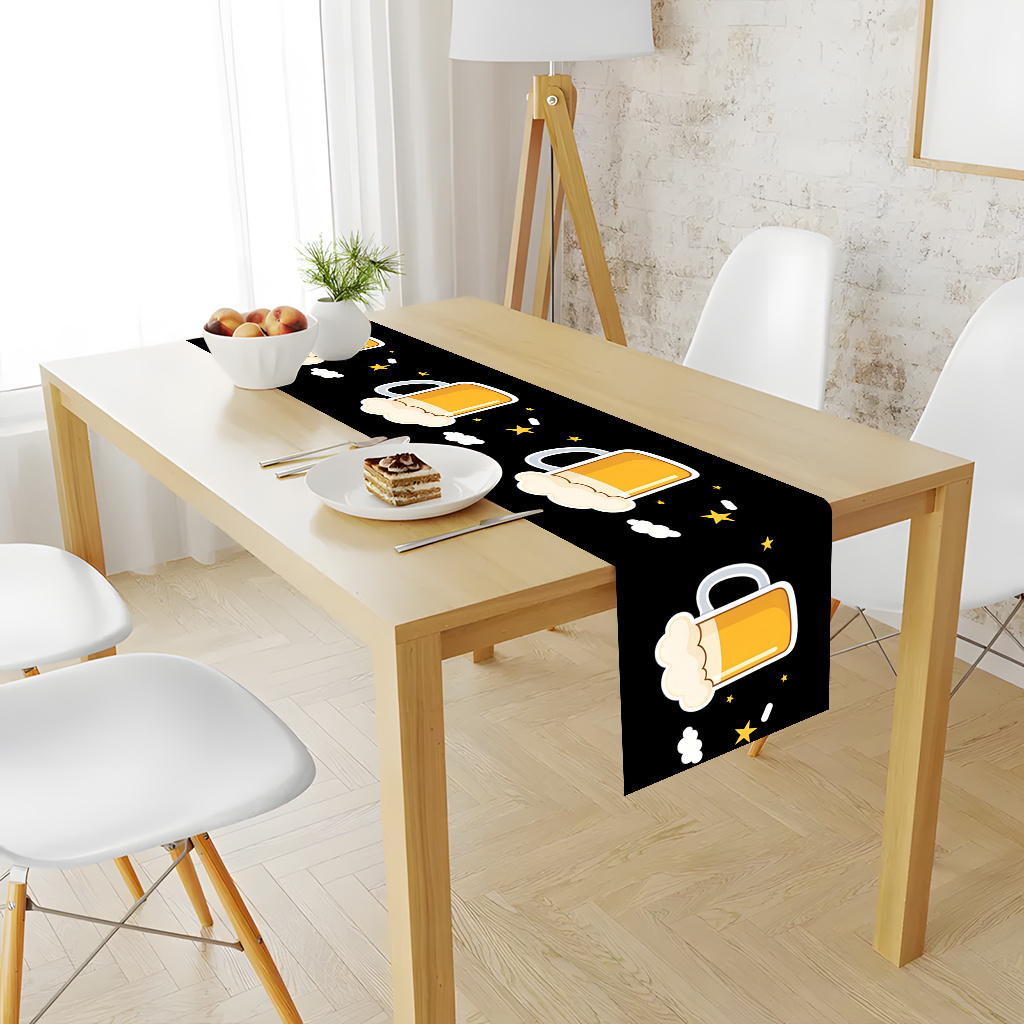 1pc 2D Flat Printed Table Runn - مراجعة Christmas Table Runner وسعره