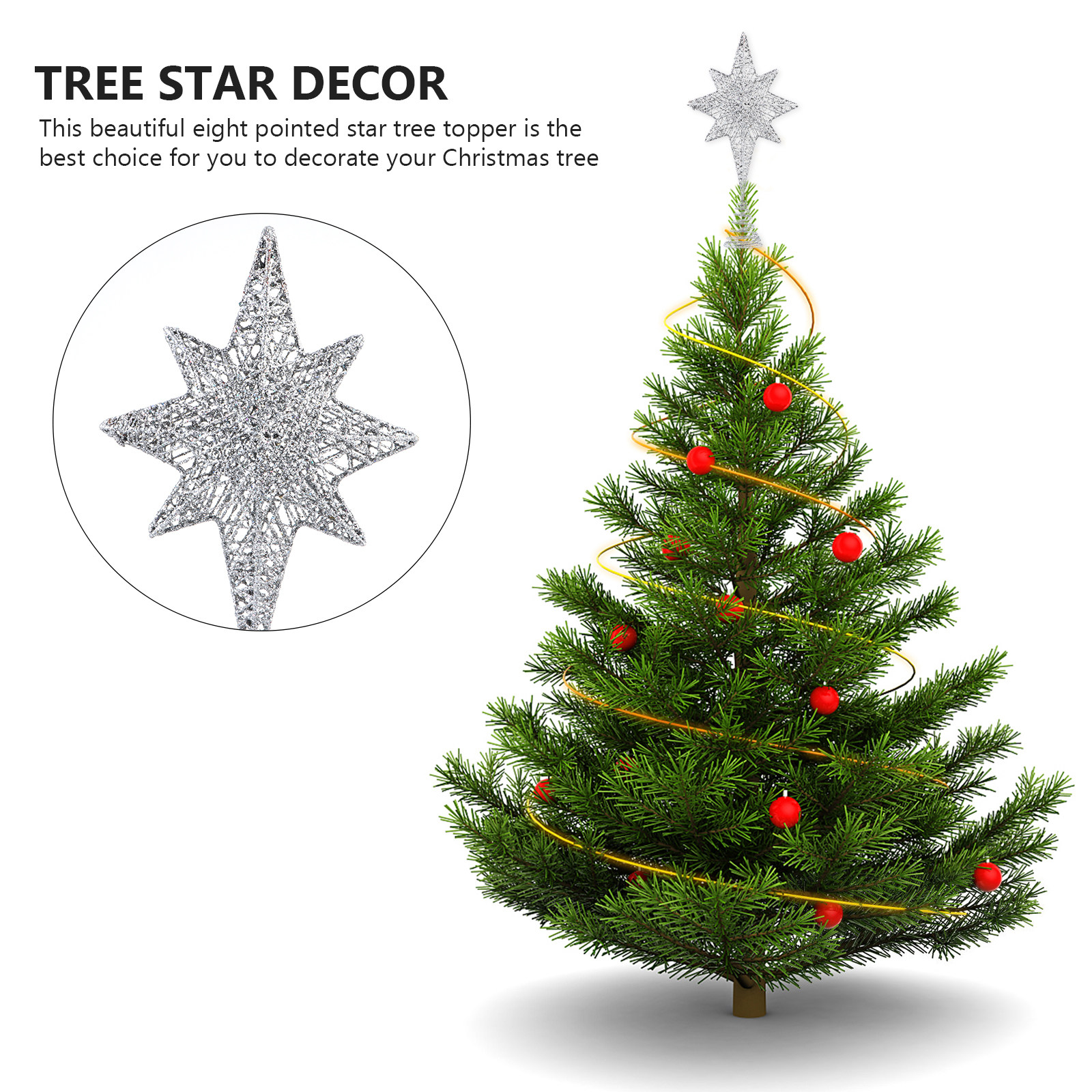 1Pcs Glittering Gold-Toned Eig - مراجعة Star Tree Topper وسعره