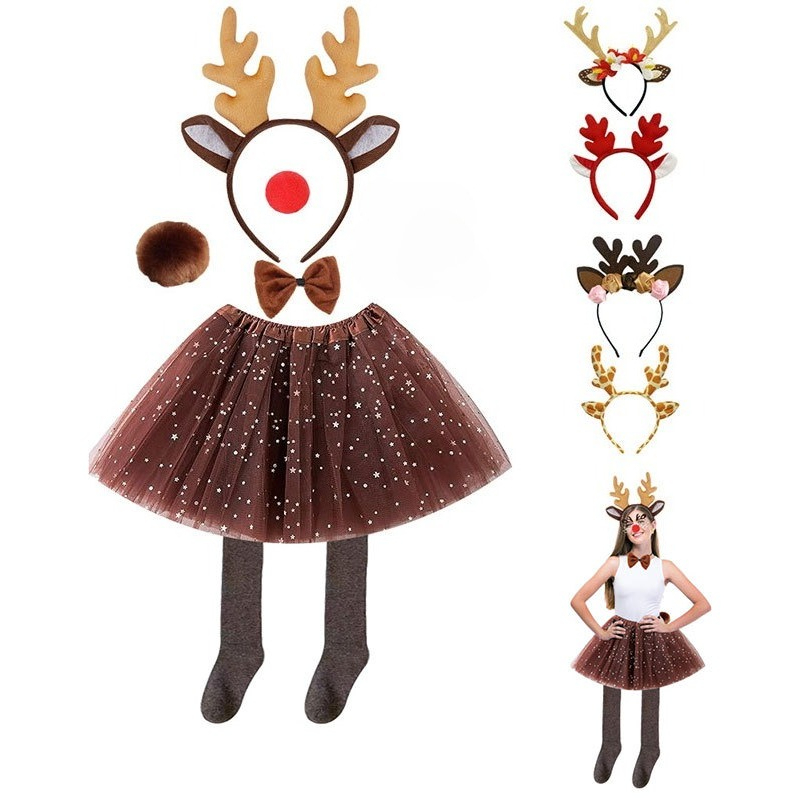 Reindeer Costume Set Tutu Skir - مراجعة Reindeer Antlers Headband وسعره