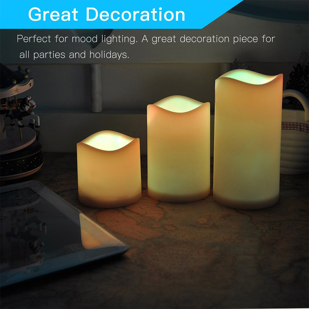 3pcs/ set LED Flameless Flicke - مراجعة Holiday Candle Set وسعره