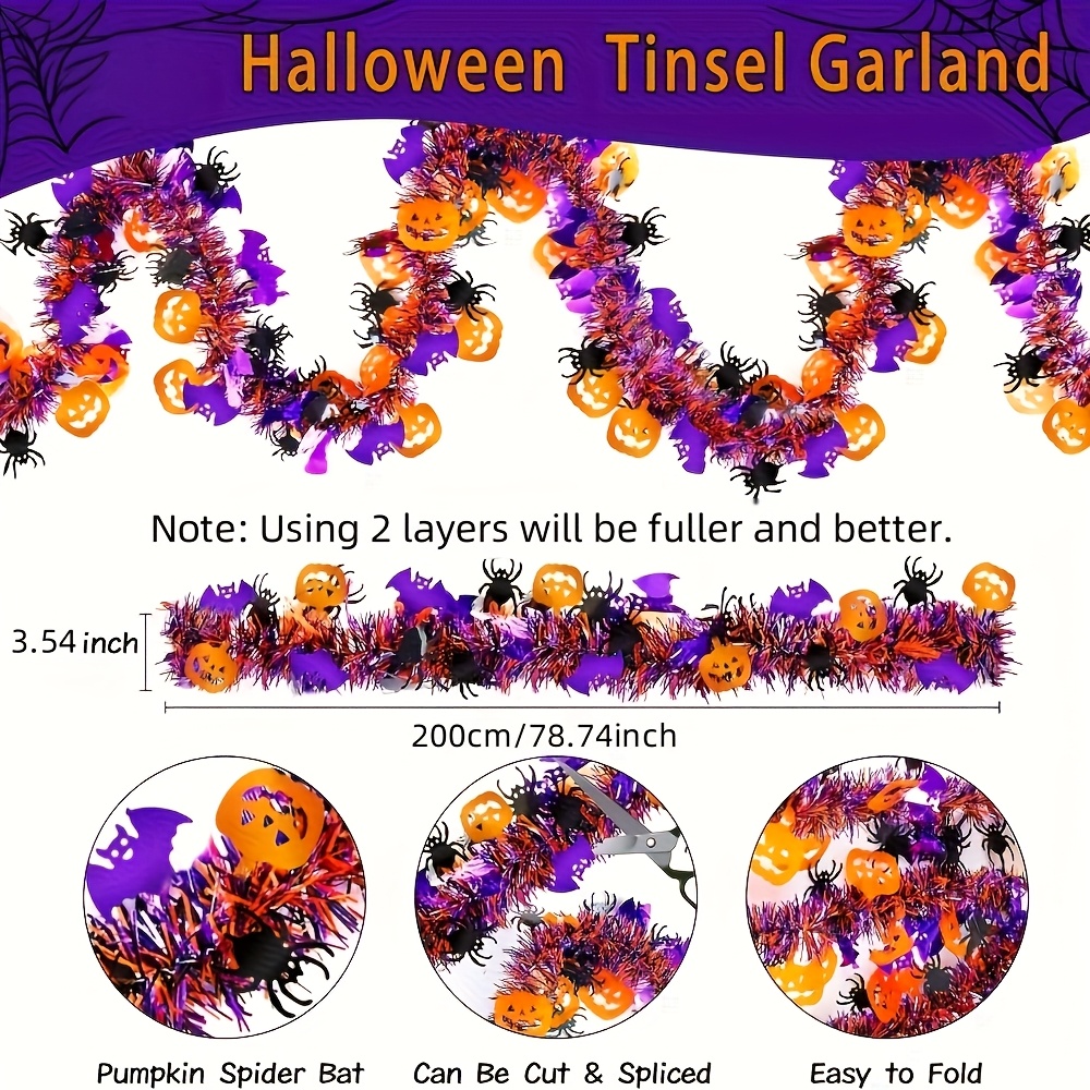 2Pcs 2m Halloween Tinsel Garla - مراجعة Tinsel Garland Decoration وسعره