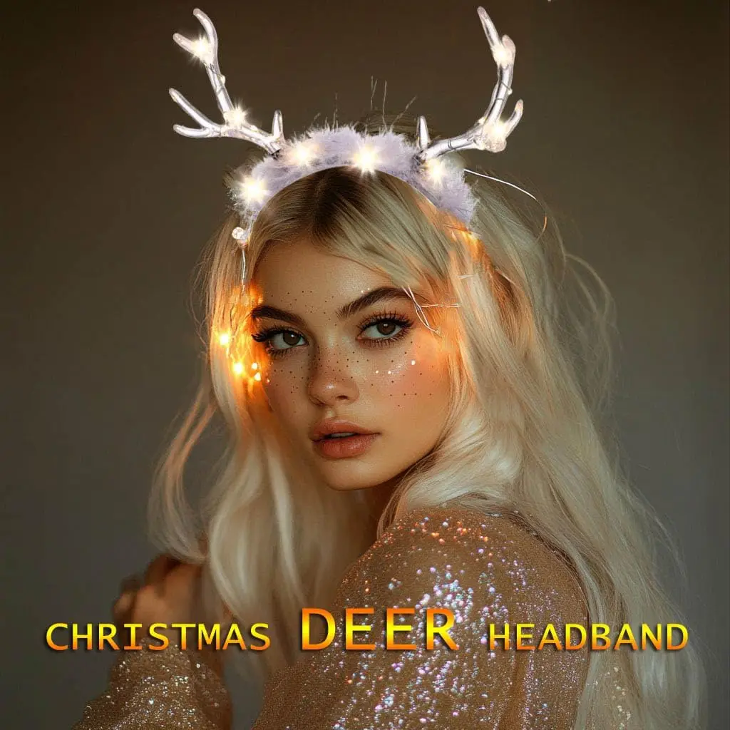 Glowing Clear Christmas Deer F - مراجعة Reindeer Antlers Headband وسعره