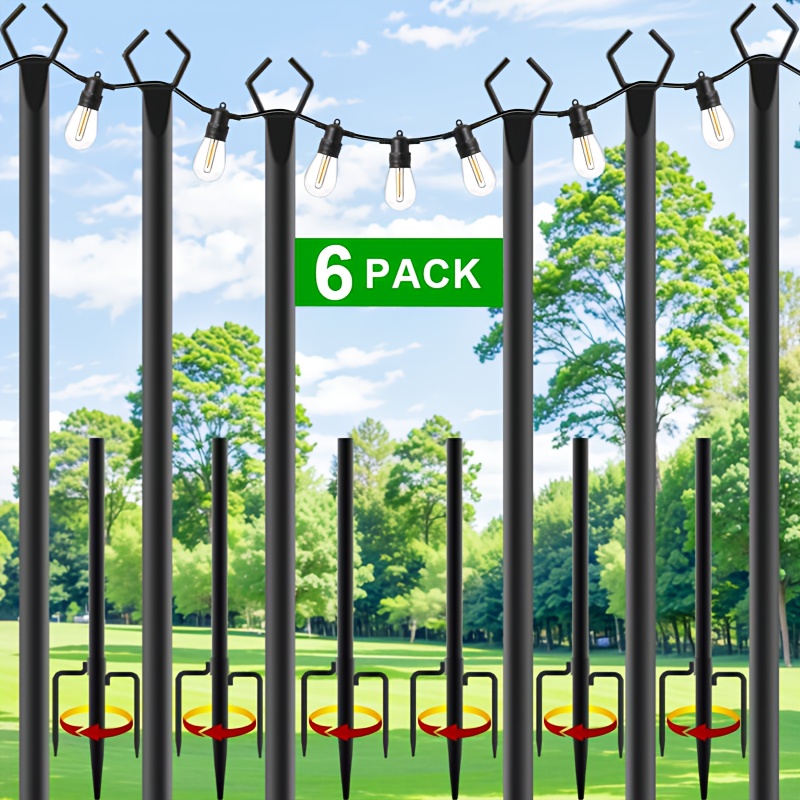 6pcs Metal Light Poles, 8.9ft  - مراجعة Christmas Lights Outdoor وسعره