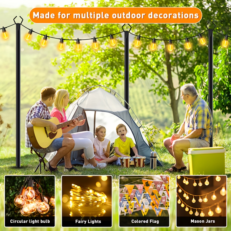 6pcs Metal Light Poles, 8.9ft  - مراجعة Christmas Lights Outdoor وسعره