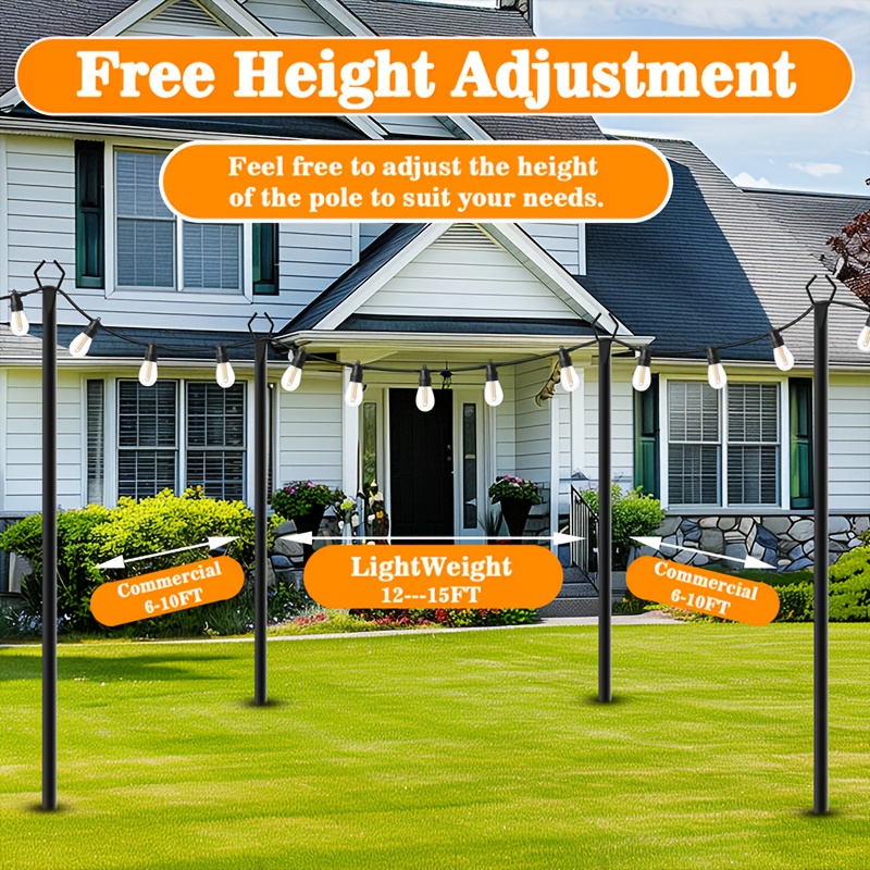 6pcs Metal Light Poles, 8.9ft  - مراجعة Christmas Lights Outdoor وسعره