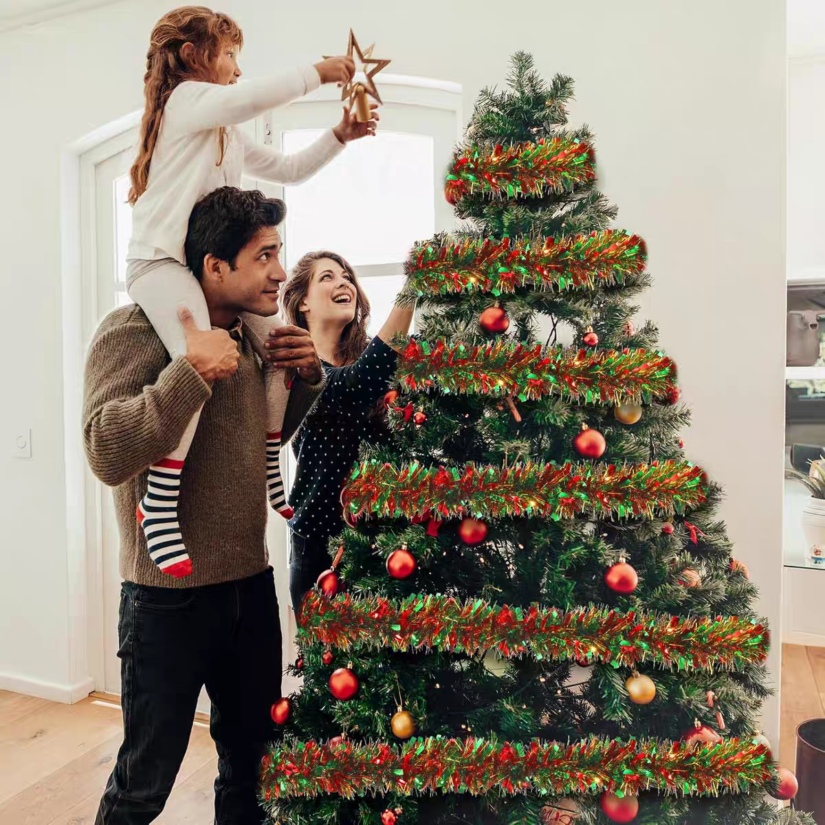 2/10M Christmas Tinsel Garland - مراجعة Tinsel Garland Decoration وسعره
