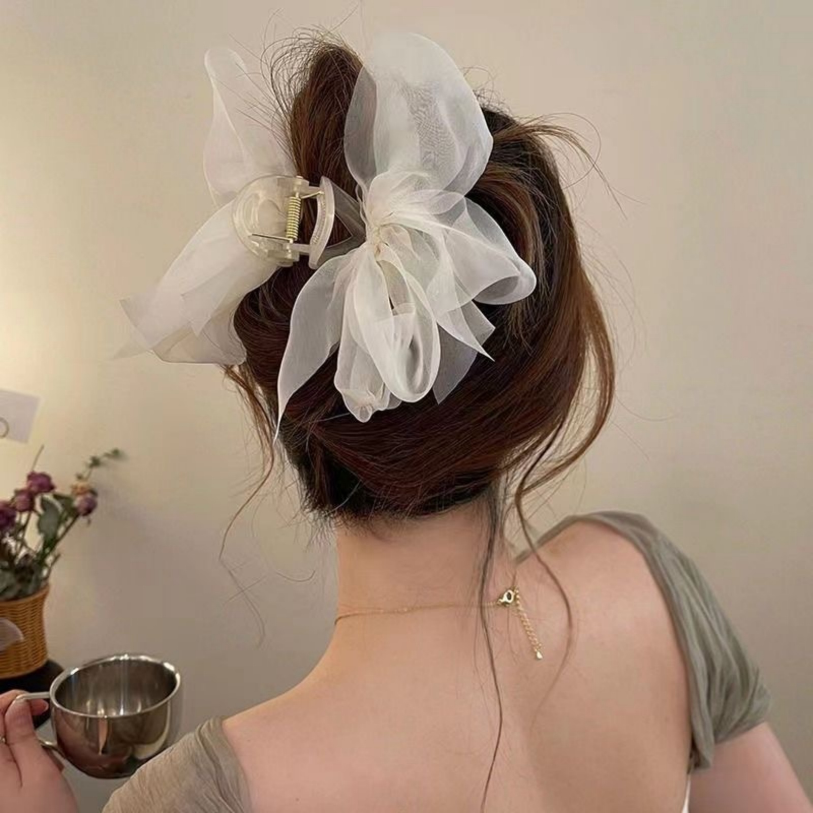 1PCFashion Mesh Tulle Large Bo - مراجعة Ribbon Bow Gift وسعره