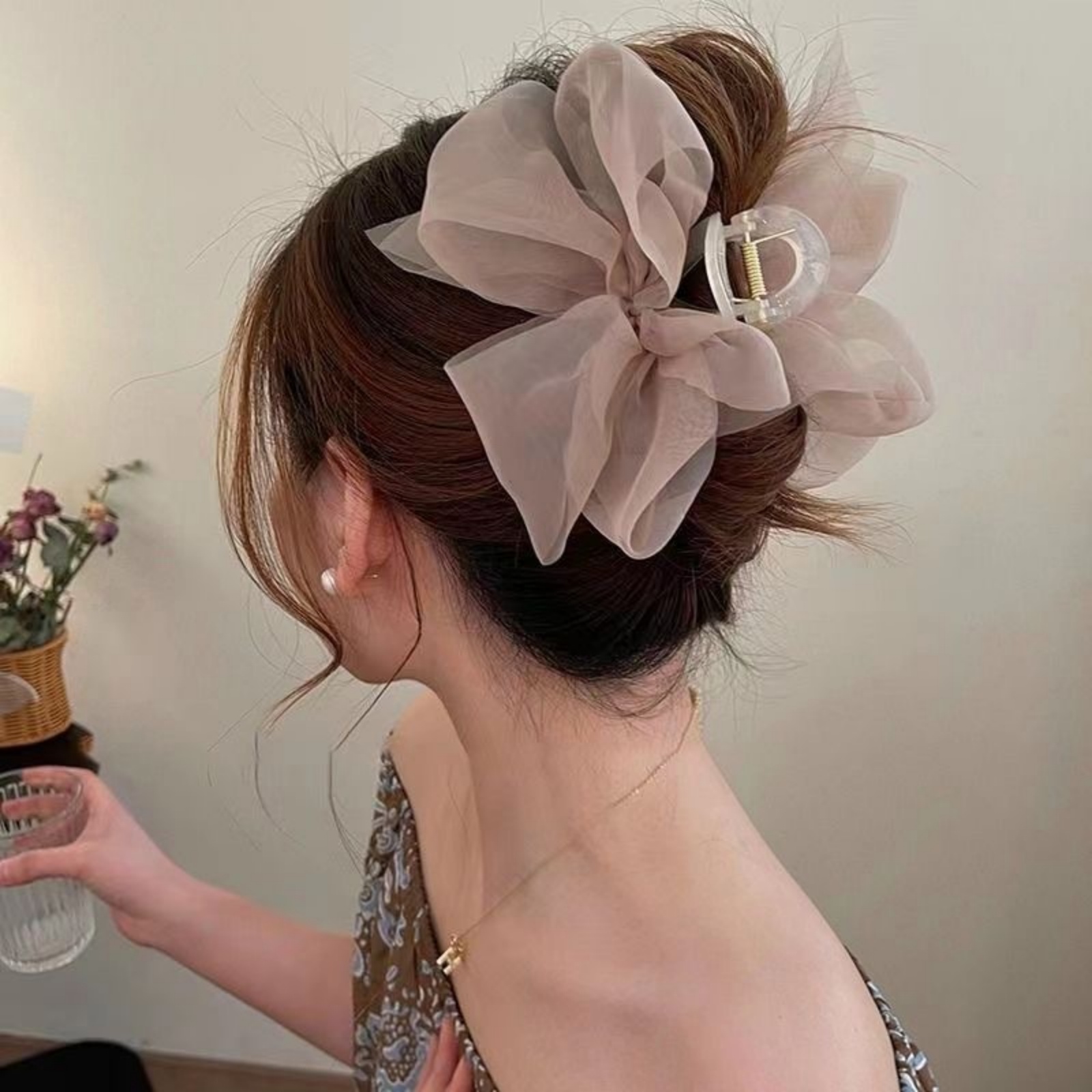 1PCFashion Mesh Tulle Large Bo - مراجعة Ribbon Bow Gift وسعره