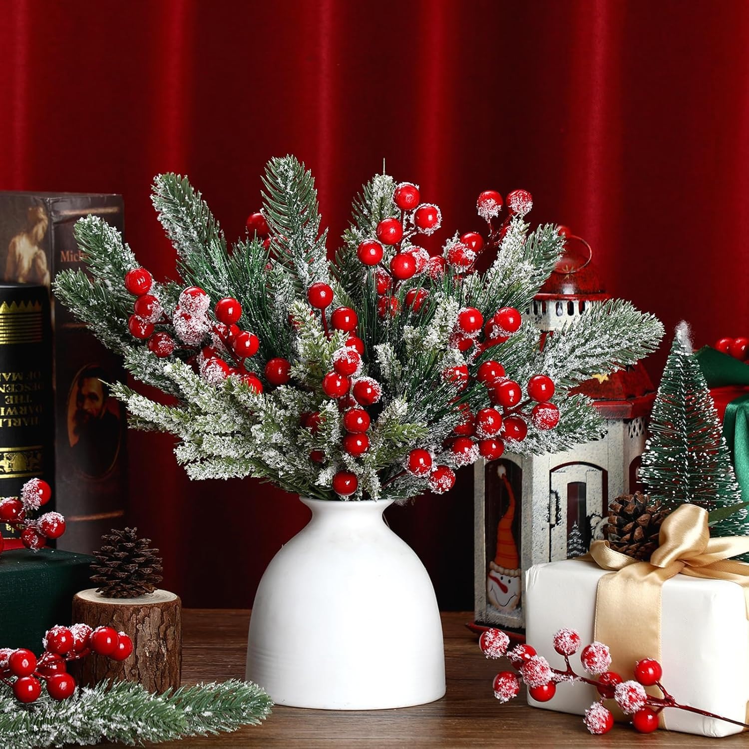 Artificial Snow White Pine Bra - مراجعة Christmas Wreath Fake وسعره