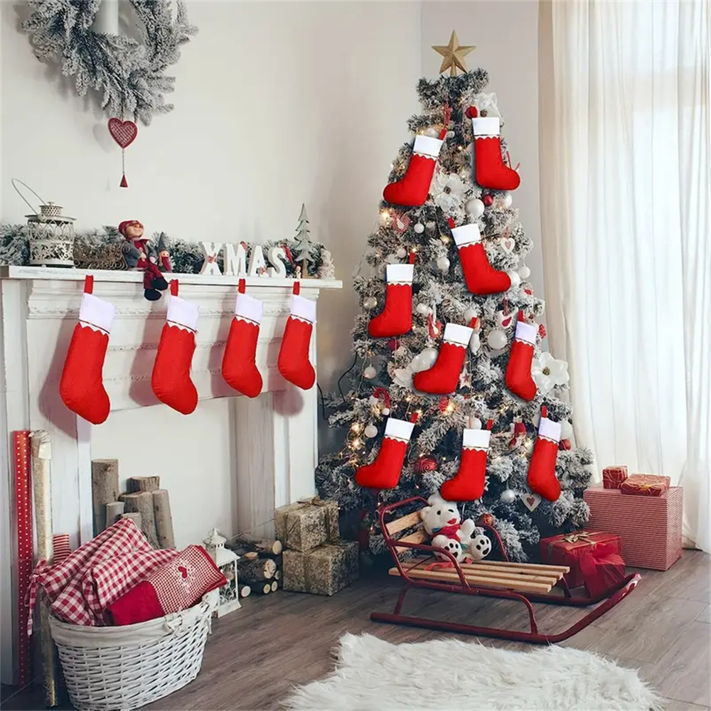 12pcs Red Felt Christmas Stock - مراجعة Christmas Stocking Hanging وسعره