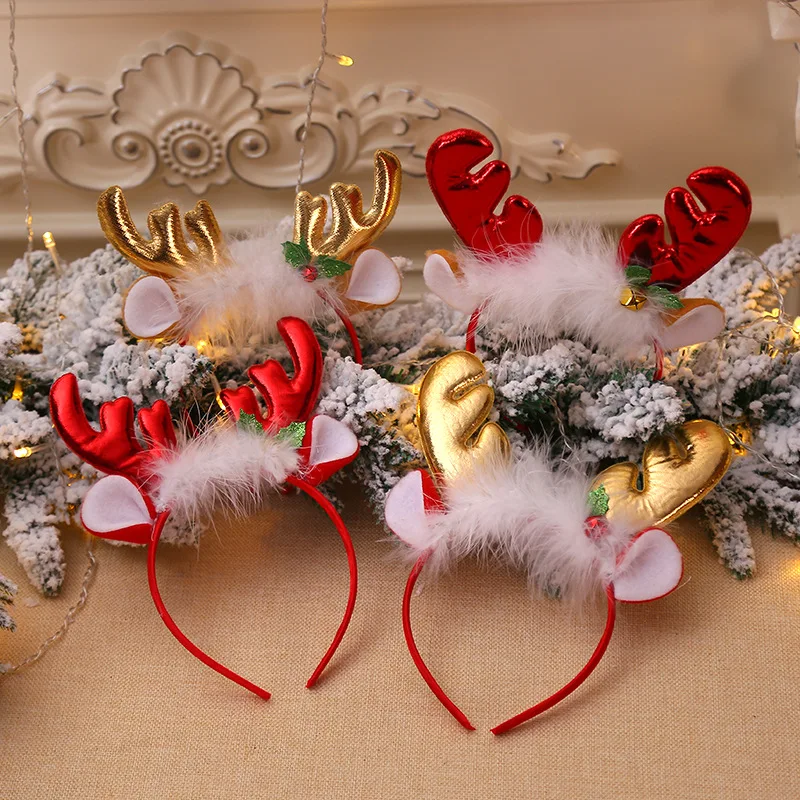 Fashion Christmas Red Bows Hea - مراجعة Reindeer Antlers Headband وسعره