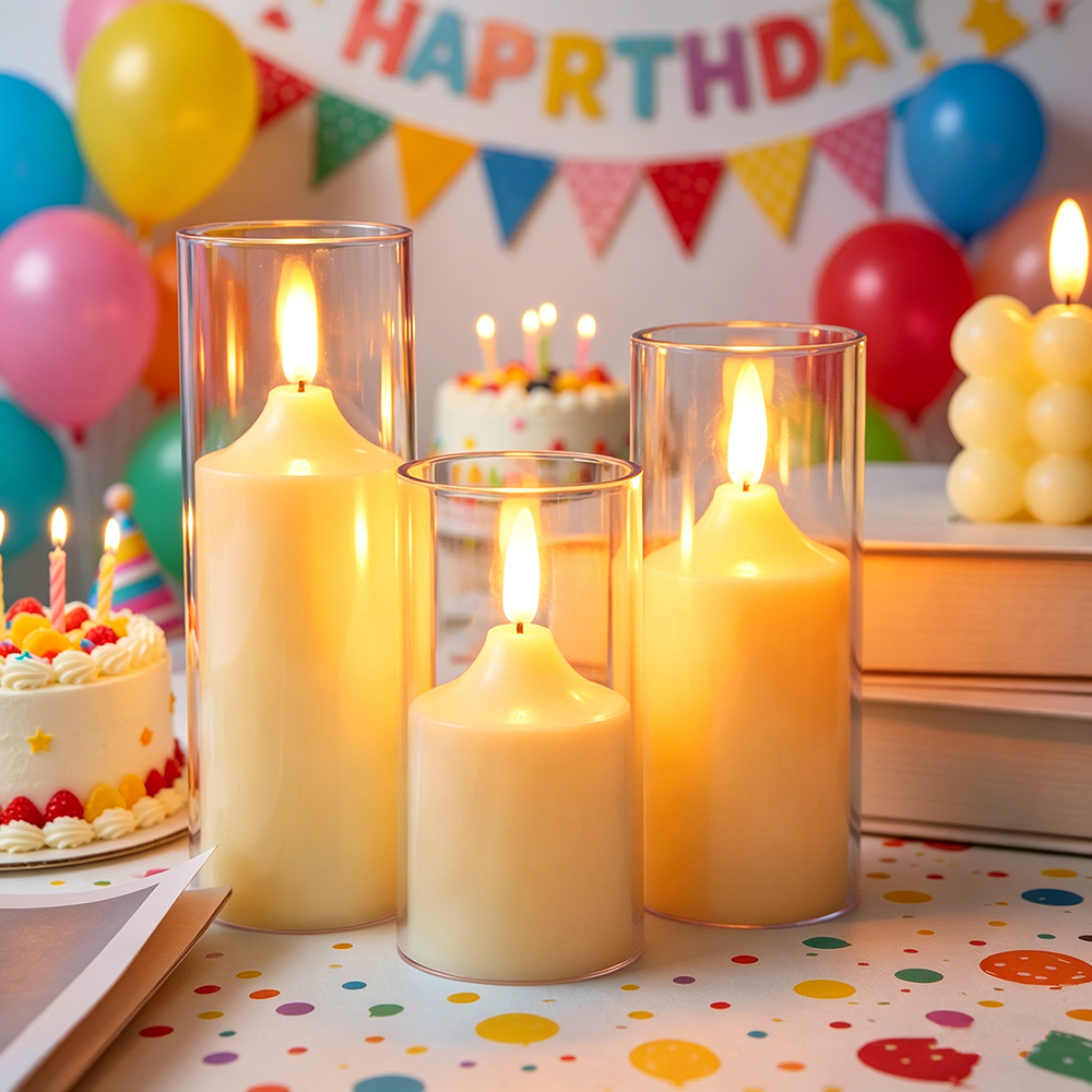 3pcs/ set LED Flameless Flicke - مراجعة Holiday Candle Set وسعره
