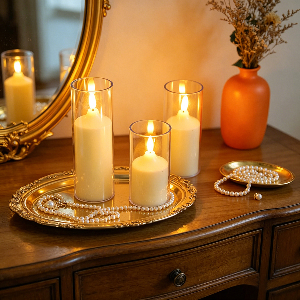 3pcs/ set LED Flameless Flicke - مراجعة Holiday Candle Set وسعره