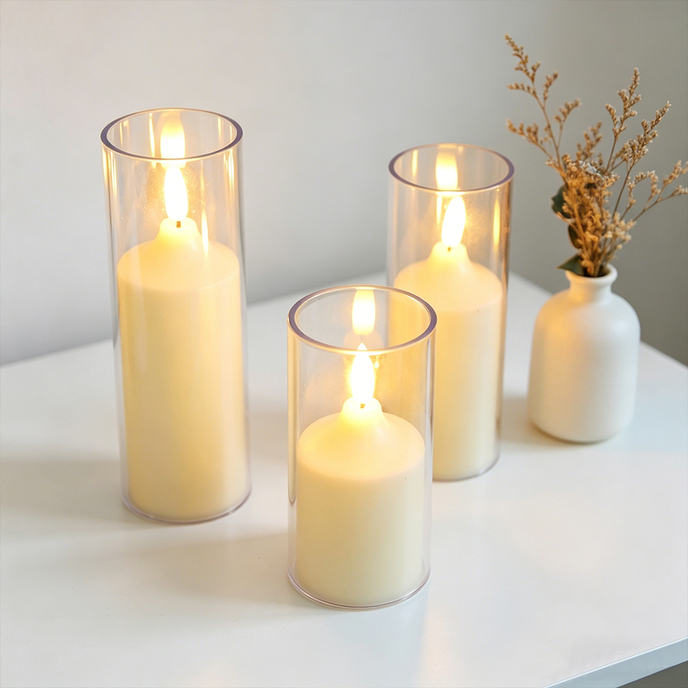 3pcs/ set LED Flameless Flicke - مراجعة Holiday Candle Set وسعره