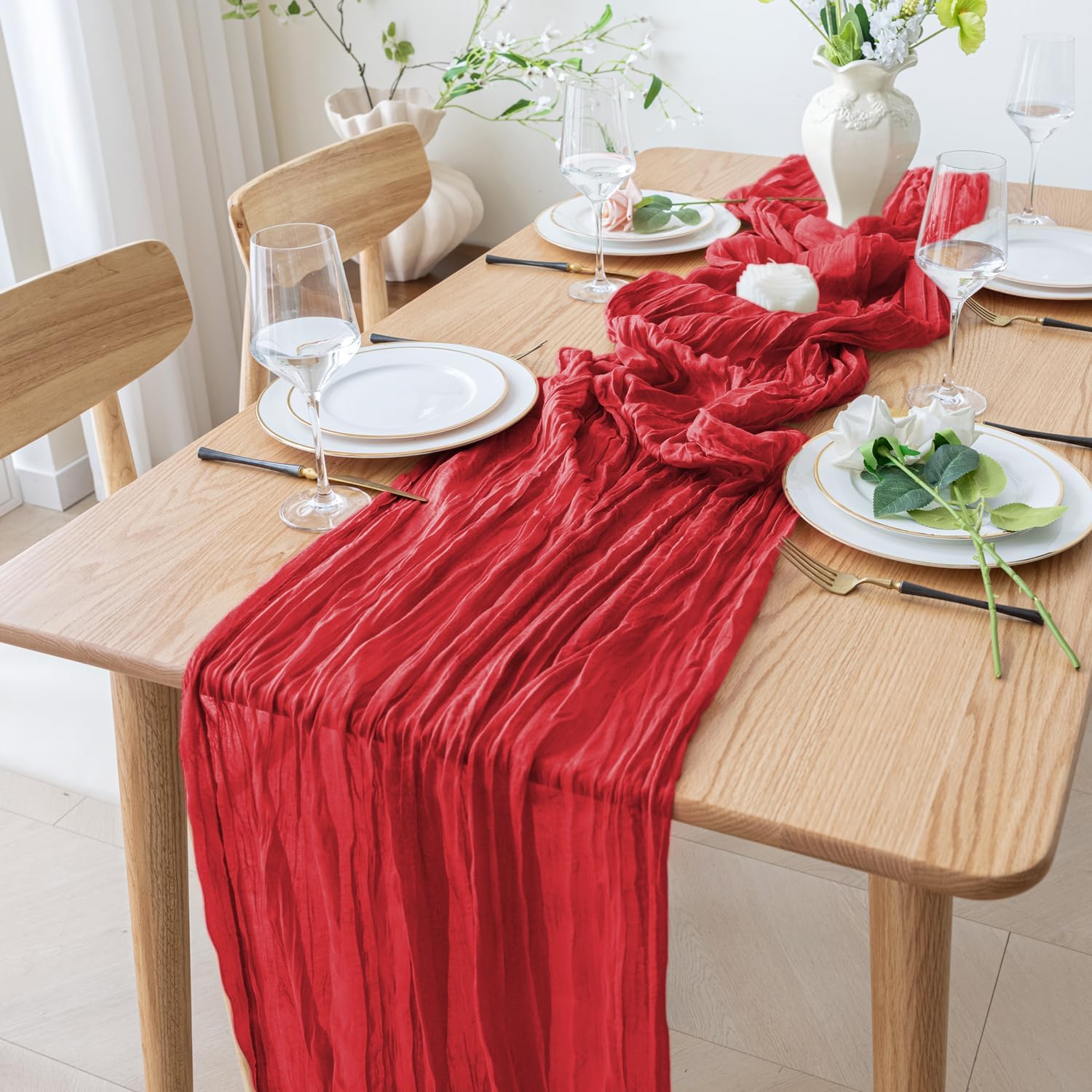 1.8/3/4M Long Red Table Runner - مراجعة Christmas Table Runner وسعره