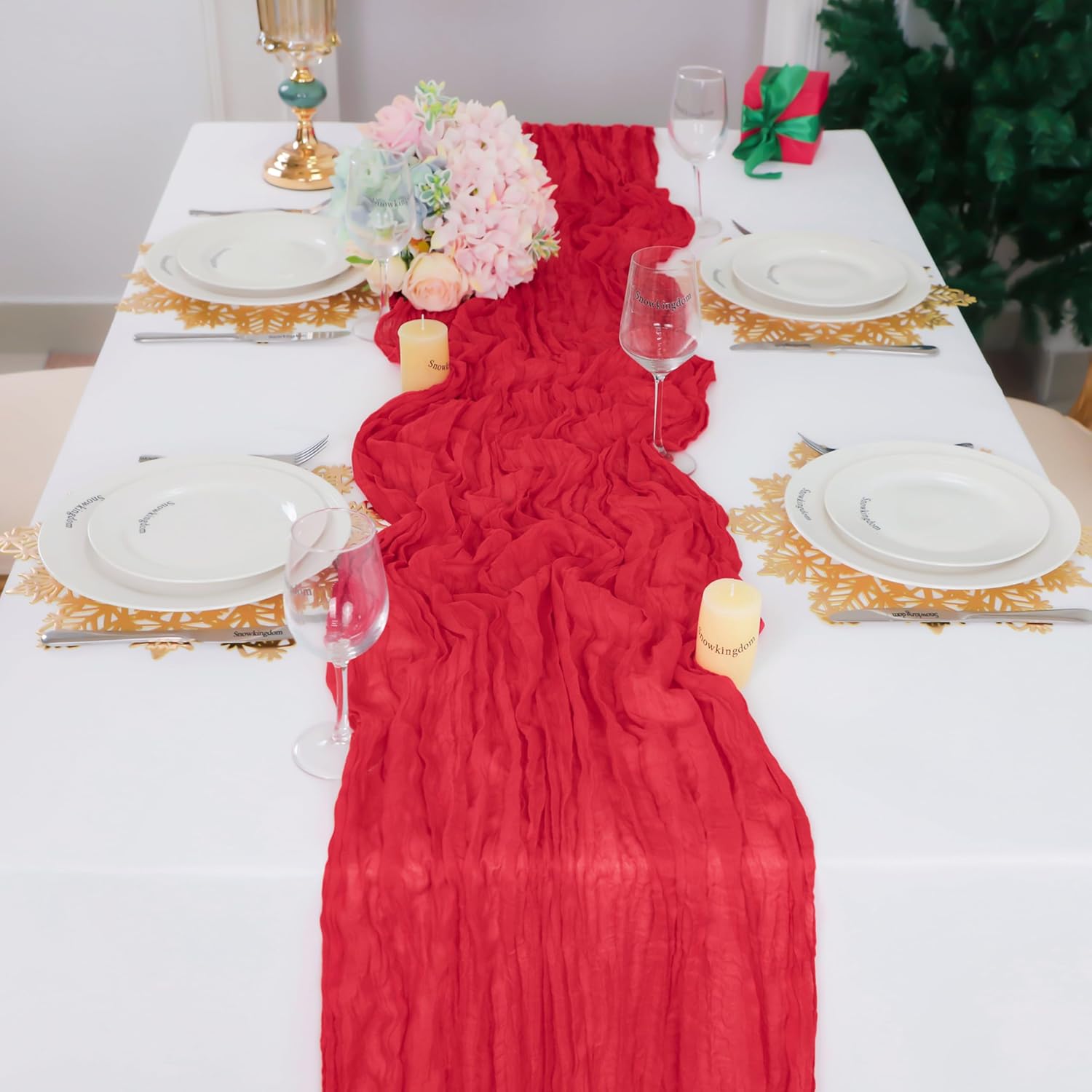 1.8/3/4M Long Red Table Runner - مراجعة Christmas Table Runner وسعره