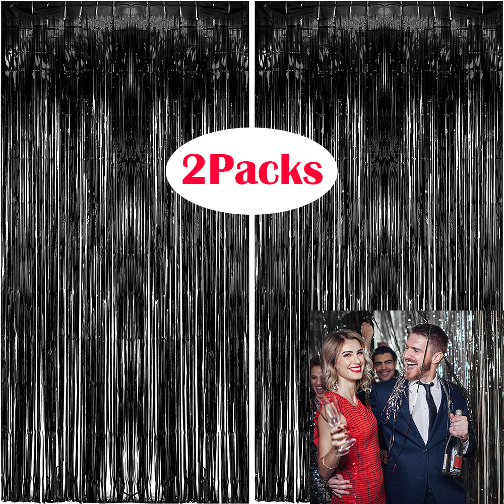 2Packs Black Metallic Tinsel F - مراجعة Tinsel Garland Decoration وسعره