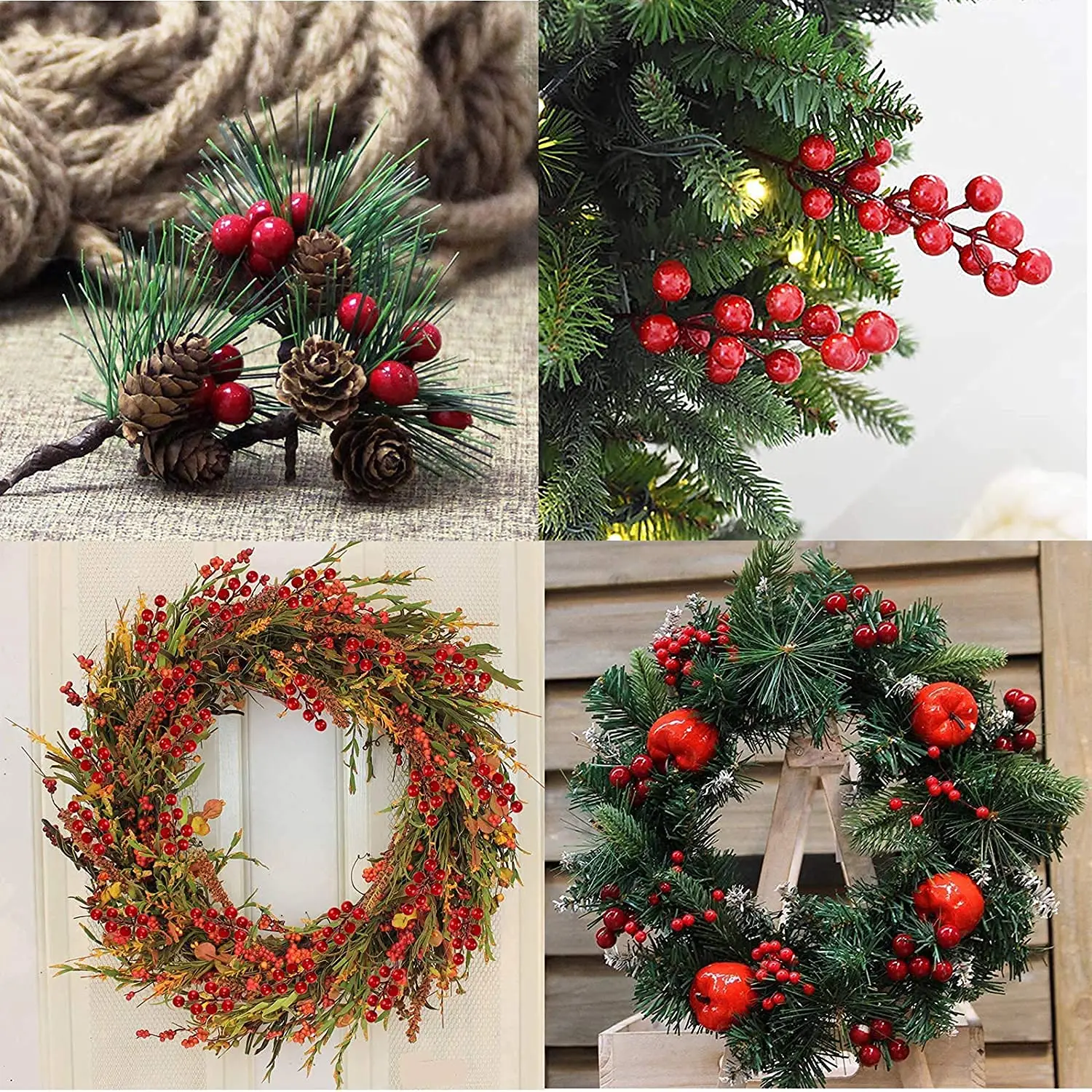 500/50pcs Mini Artificial Red  - مراجعة Christmas Wreath Fake وسعره